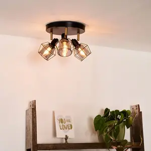 Lucide NILA - Plafondspot - Ø 36 cm - 3xE14 - Zwart pas cher