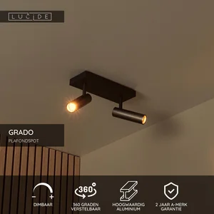 Lucide GRADO - Plafondspot - 2xGU10 (MR11) - Grijs ijzer pas cher