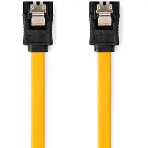 NEDIS Câble SATA - 6 Gbps - SATA 7 broches femelle - SATA 7 broches femelle - Nickelé - 0.50 m - Plat - PVC - Jaune - Box pas cher