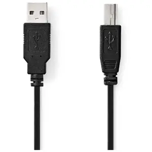 NEDIS Câble USB | USB 2.0 | Fiche USB-A | Connecteur USB-B | 480 Mbps | Nickelé | 3.00 m | Rond | PVC | Noir | Sac en plastique pas cher