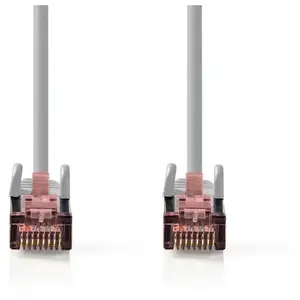Nedis Câble réseau CAT6 - Fiche RJ45 - Connecteur RJ45 - S/FTP - 3 m - Rond - LSZH - Gris - Étiquette pas cher