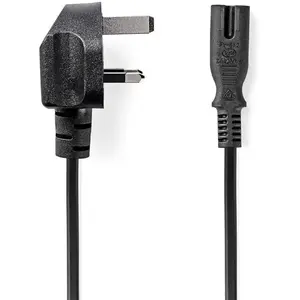 Nedis Câble d'alimentation UK UK mâle IEC-320-C7 2.00 m Oui 2x 0.75 mm² Cuivre Rond Nickelé (2 m), Câble d'alimentation pas cher