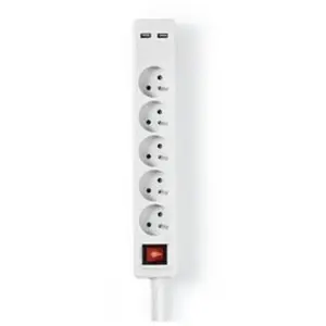 Prise d'extension - NEDIS - EXSO515UESWT - 5 voies - 1.50 m - 3680 W pas cher
