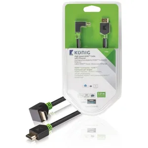 Câble HDMI - KONIG - KNV34200E30 - 3 m - Connecteur 90° - HDMI haute vitesse 4K avec Ethernet pas cher