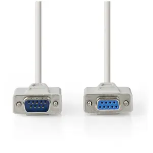Nedis Seriële Kabel - D-SUB 9-Pins Male - D-SUB 9-Pins Female - Vernikkeld - 3.00 m - Rond - PVC - Ivoor - Polybag pas cher