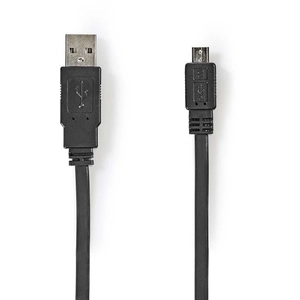 Nedis Câble plat USB 2.0 A mâle - Micro B mâle 1 m, noir pas cher