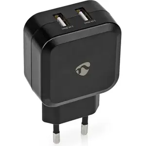 Comparateur de prix : Nedis WCHAU484ABK Chargeur Mural 4.8 A 2 Sorties USB-A Noir