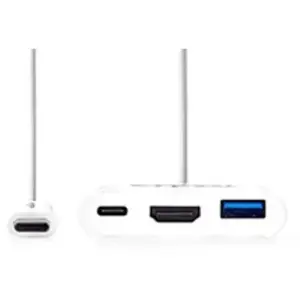 Nedis USB Multi-Port Adapter - USB 3.2 Gen 1 - USB-C Male - HDMI Output / USB-A Female / USB-C Female - 5 Gbps - 0.20 m - Rond - Vernikkeld - PVC - Wit - Polybag pas cher