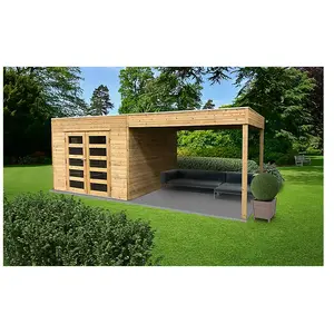 Solid Abri de jardin en bois traité Tarento avec auvent - 8 m²