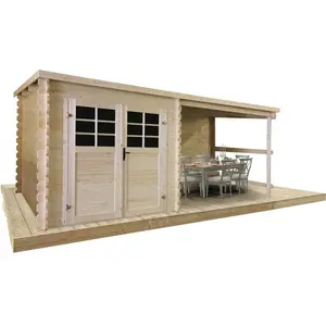 Solid Abri jardin bois -12.25 m² - 5.15 x 2.38 x 2.06 m - 28mm pas cher