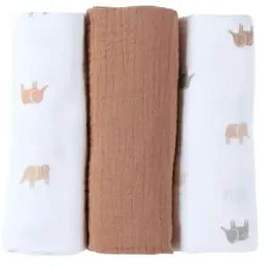 Noukie's Lot de 3 langes Elephants (70 x 70 cm) pas cher