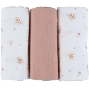 Noukie's Lot de 3 langes en mousseline bio Fleurs d'Antan (70x70 cm) pas cher