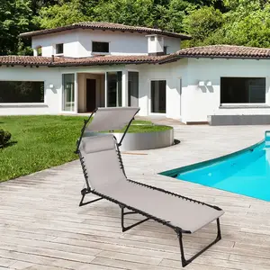 Sunnydays "LE PLAYA" Ligbed met parasol en kussen   Taupe pas cher