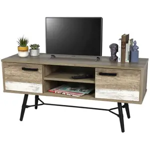Urban living Meuble TV - Romy - 2 portes - Noir - Aspect bois - Contemporain pas cher