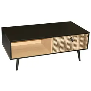 URBAN LIVING Table basse contemporaine effet bois Chelsea - L. 100 x H. 40 cm - Noir pas cher