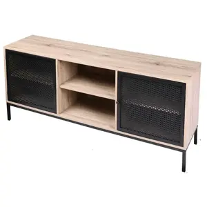 Comparateur de prix : Meuble Tv 2 Portes Soho En Bois Et Métal - Beige Et Noir