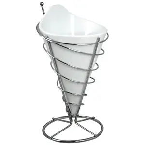 COSY & TRENDY Cornet à frites + support porcelaine - blanc pas cher