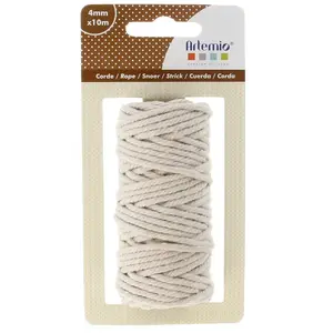 ARTEMIO Cordelette en coton macramé 4mm x 10m - Beige - Idéal pour macramé DIY et emballages cadeaux pas cher
