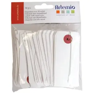 Artemio 11006410 50 étiquettes blanches avec fil métallique pas cher