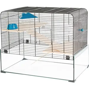 Duvo+ Hamsterkooi Glassy Glenn - Hamsterscape - Zwart - 59x38x47cm pas cher