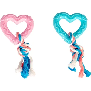 Duvoplus + + PROTECTION. TPR PASTELL COEUR+corde 14 cm 11427, Jouets pour chien pas cher