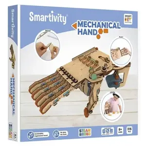 SmartGames Smartivity - La Main mécanique - Mechanical Hand - Construisez la main en bois et inserez vos doigts pour animer cette main - Jouet de Construction en bois - 316 Pièces à Assembler - A partir de 8 ans pas cher