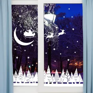 Ambiance-sticker - Stickers électrostatiques la route du père Noël - Autocollants adhésifs fenêtres noël - décoration fêtes pas cher