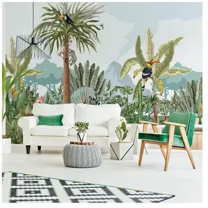 AMBIANCE-STICKER Papier peint panoramique jungle préencollé oasis tropical h 250 x l 360 cm pas cher