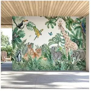 AMBIANCE-STICKER Papier peint panoramique jungle préencollé grand safari h 250 x l 360 cm pas cher