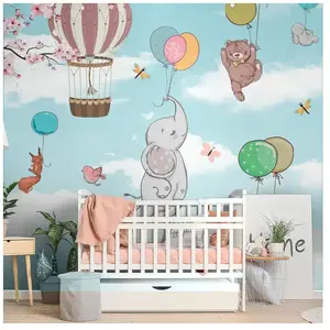AMBIANCE-STICKER Papier peint panoramique préencollé animaux dans les airs H 280 x L 240 cm pas cher
