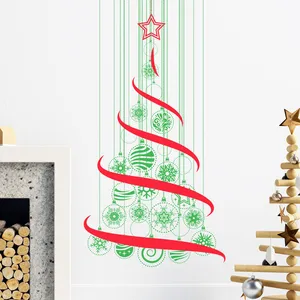 Ambiance-sticker - Sticker Noël sapin de noël dans les airs - Autocollants stickers adhésifs noël - décoration fêtes - 225x120cm pas cher