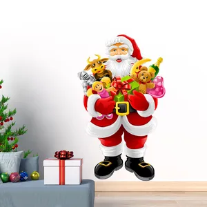 Ambiance-sticker - Sticker Noël le Père Noël apporte les cadeaux - Autocollants stickers adhésifs noël - décoration fêtes - 150x90cm pas cher