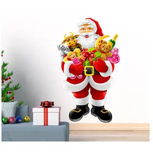 AMBIANCE-STICKER Sticker Noël le Père Noël apporte les cadeaux - Autocollants stickers adhésifs noël - décoration fêtes - 160x95cm pas cher