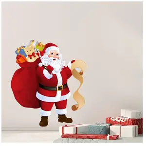 AMBIANCE-STICKER Sticker Noël le Père Noël et sa liste de cadeaux - Autocollants stickers adhésifs noël - décoration fêtes - 30x25cm pas cher