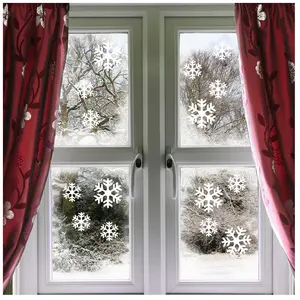 Ambiance-sticker - Stickers électrostatiques flocons - Autocollants adhésifs fenêtres noël - décoration fêtes pas cher