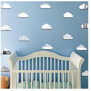 Ambiance-sticker - Pack de 10 nuages en papier adhésifs 3D métal argentés - Autocollants stickers adhésifs effet miroir pas cher