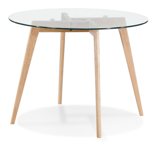 Table à diner design - ALTEREGO - ANGELA -Transparent - Bois, Verre - 100x100x75 cm pas cher
