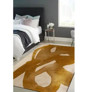 Tapis - Collection Swing Beneffito - Harvest Gold - Tapis dintérieur moderne et doux - Rectangulaire - 140 x 200 cm