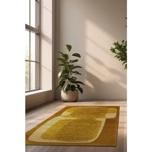Tapis - Collection Poum Poum Beneffito - Curry - Tapis dintérieur moderne et doux - Rectangulaire - 140 x 200 cm