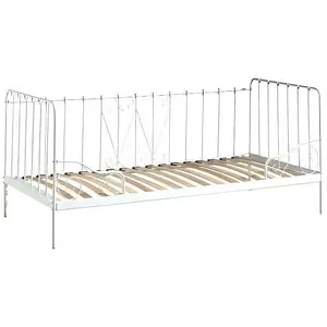vipack Lit banquette blanc Alice en métal, 90 x 200 cm- Sommier à lattes inclus pas cher