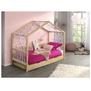 Lit enfant à baldaquin - Vipack - Dallas - Bois massif - Rose - 1 plac... pas cher