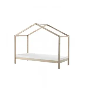 Vipack - Lit enfant Cabane & Matelas "dallas Iii" 90x200cm Naturel Beige pas cher