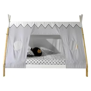 Vipack Lit Lp 90x200 Avec Ciel De Tente Gris/Blanc pas cher