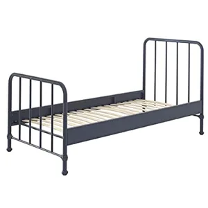 Vipack Vipack Lit Simple En Mtal Bleu Denim Mat Bronxx 90x200cm pas cher