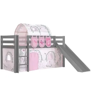 Lit mi-hauteur Astrid en pin gris - VIPACK - 90x200cm - Tente, tunnel ... pas cher