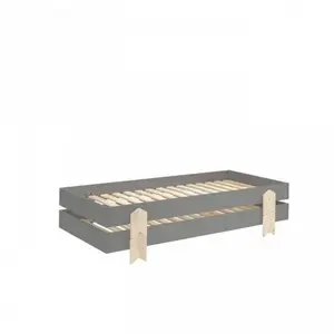 Vipack 2 Lits Modulo Smiley Gris Empilables 90x200 L 203,6 X Lg 93,8 X H 27,5 Cm pas cher