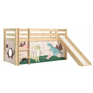 Lit Enfant Surélevé Avec Toboggan Pino Dino Naturel - Paris Prix pas cher