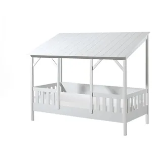 Lit cabane MALIA 90x200cm avec toit blanc + Sommier + Matelas - Vipack pas cher