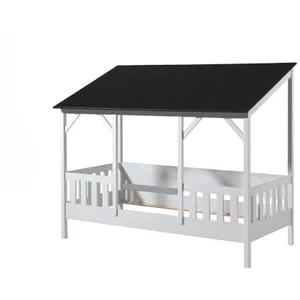 Vipack Bed, Pine, White and Black, 90 x 200 cm pas cher