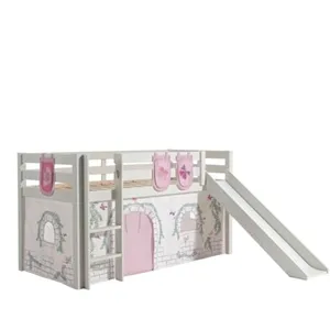 Lit mezzanine avec toboggan en pin massif blanc - Vipack - Pino - 1 pl... pas cher